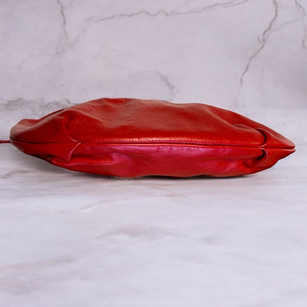 VINTAGE Purse Red Genuine Leather Crossbody / Shoulder 80s 90s Hobo Bold Spirit - Picture 7 of 14